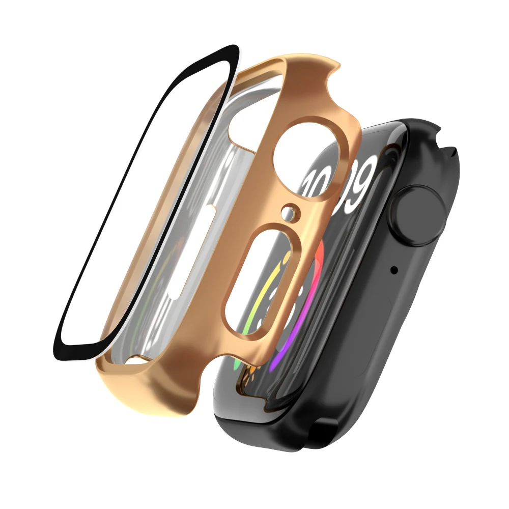 For Apple Watch Plated Case Glass+Case 8 7 6 SE 5 iWatch Accessories Screensaver For Apple Watch Series 45mm 41mm 44mm 40mm 42mm