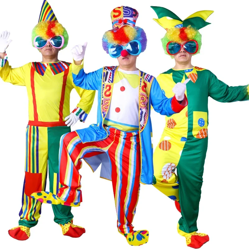 

New Funny Circus Clown Cosplay Costume Fancy Naughty Joker Christmas Carnival Party Dress No Wig/Glasses/Shoes