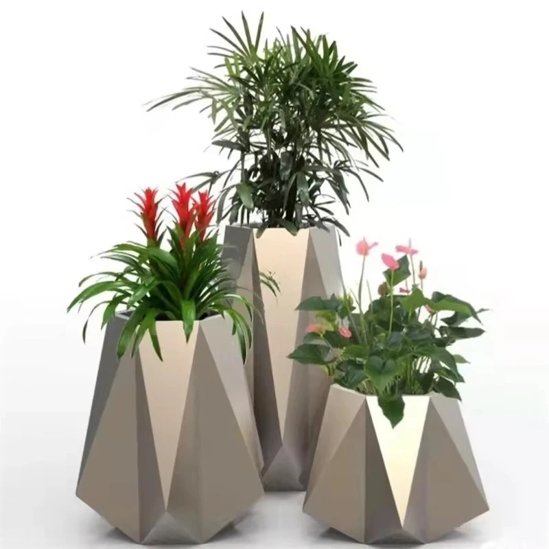 Luxury Home Decor Pot Large Indoor Plant Planter /   Outdoor Stainless Steel Floral Pot