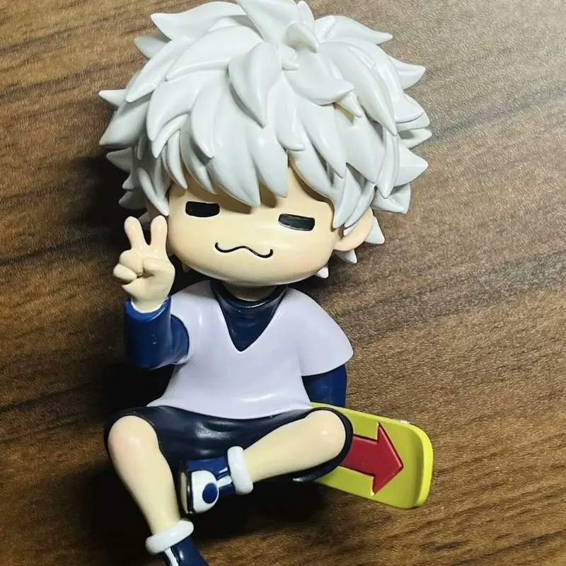 Chibi Hunter X Hunter Killua Zoldyck Peace Sign Sitting Figure Anime Collectible Toys Desktop Ornament Decor Model Surprise Gift view 3