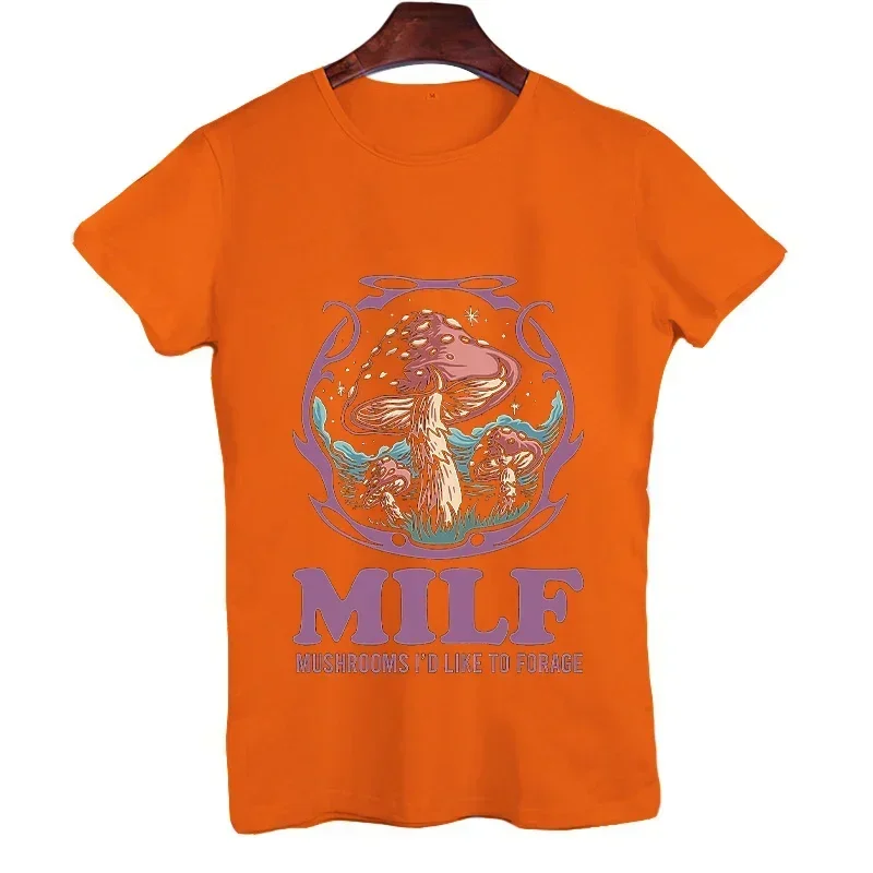 Summer Vintage Men\'s T-shirt Streetshirt MILF Mushrooms I\'d-Like To Forage Funny Mushrooms T-shirt for Men Short Sleeve Clothing