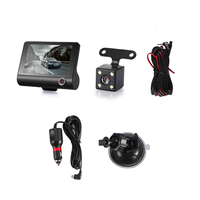 4 Inch Car DVR Dashcam Dash Camera HD Screen 1080P 3 Lens Video Recorder Front + Interior+Rear View Camera Dash