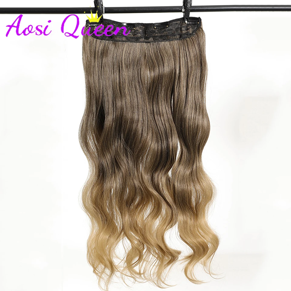 AOSI  24-inch Heat-resistant Fiber Synthetic Wavy BB Clip Hair Extension 1 Piece With 4 Clips