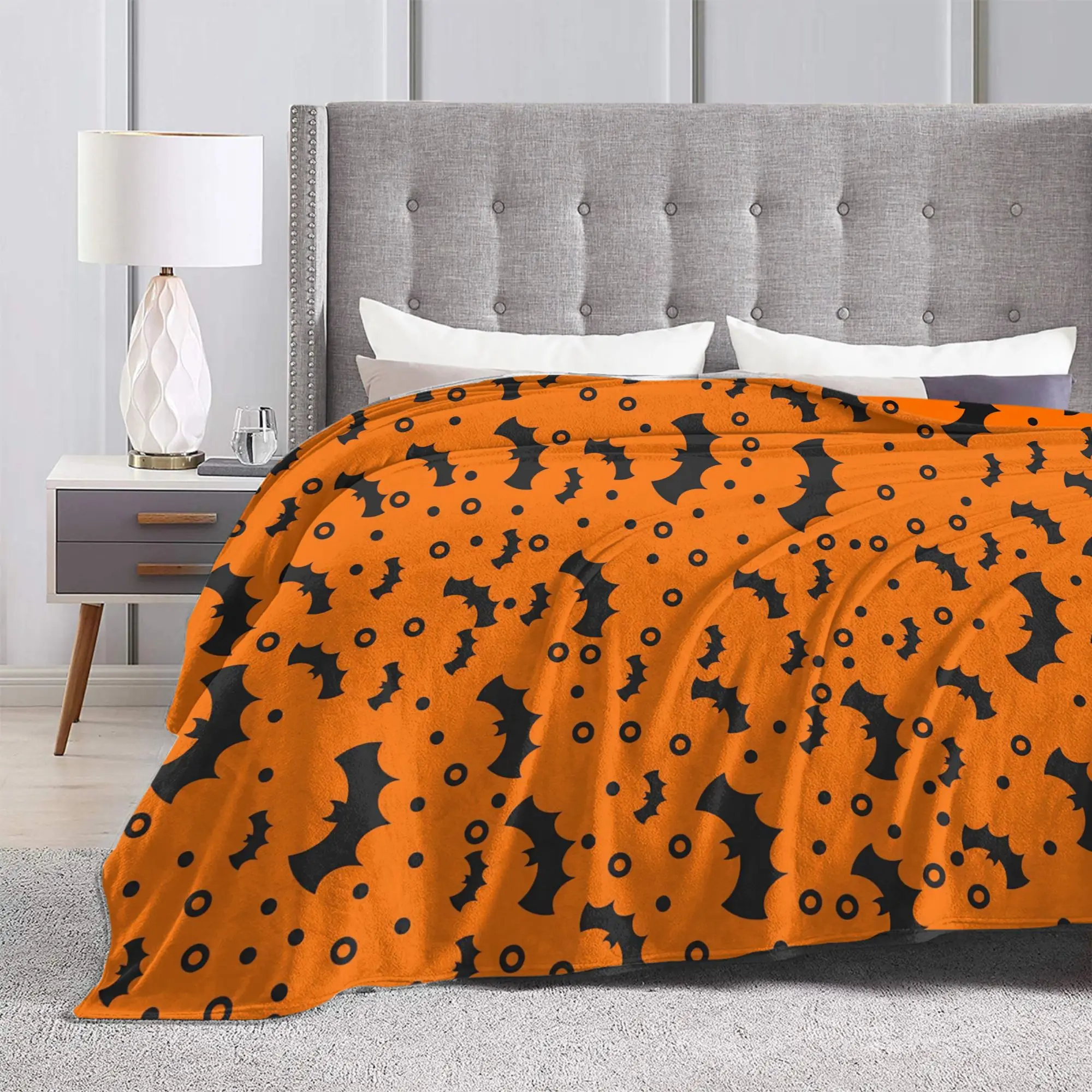 Halloween Knitted Blanket Bats Ghost Spooky Wool Throw Blanket Bedding Couch Decoration Soft Warm Bedspreads