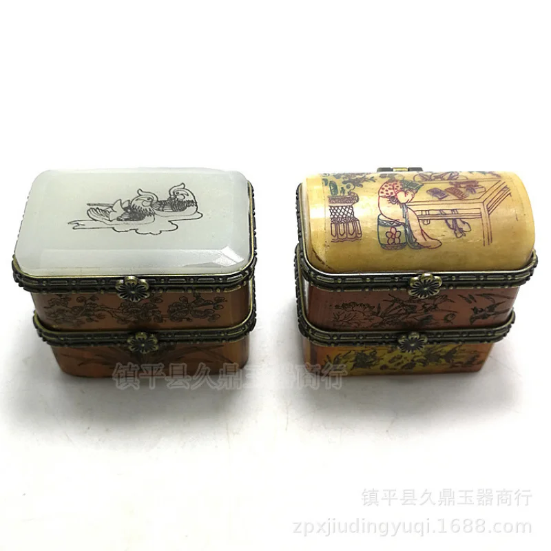 Antique Miscellaneous Antique Small Jewelry Box Three-Layer Painted Box Home Office Collection Small Ornaments Wholesale