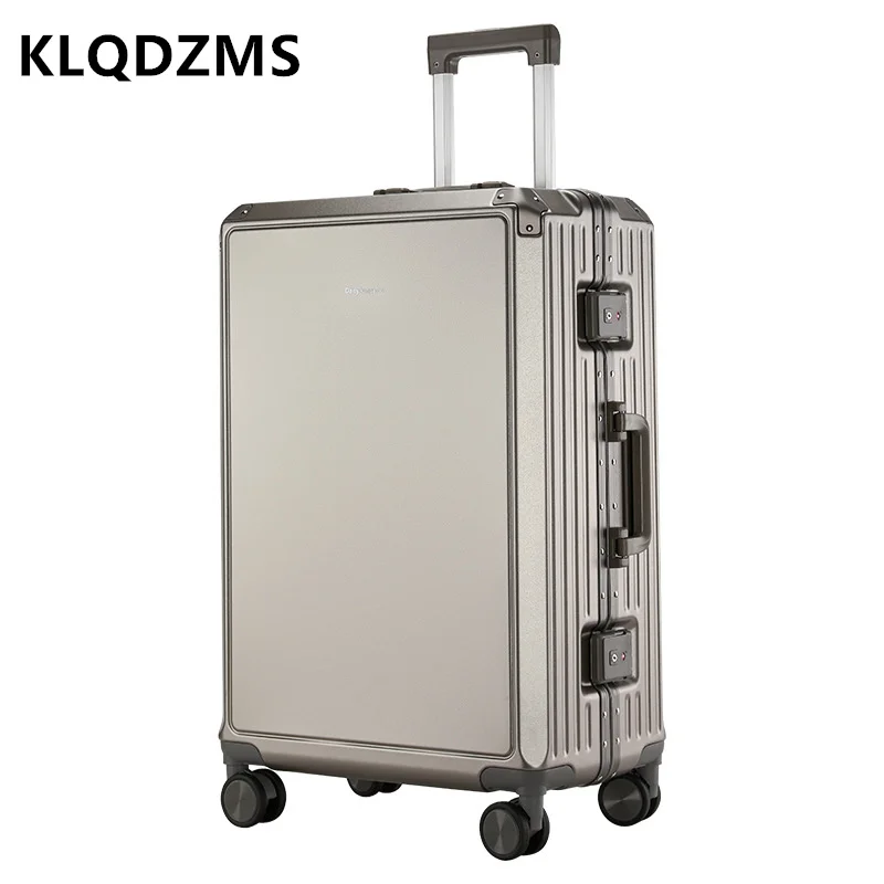 KLQDZMS-maleta de 20 "22" 24 "26 pulgadas, cubierta de carrito con marco de aluminio de alta calidad, caja de embarque, caja de contraseña para hombre, equipaje rodante