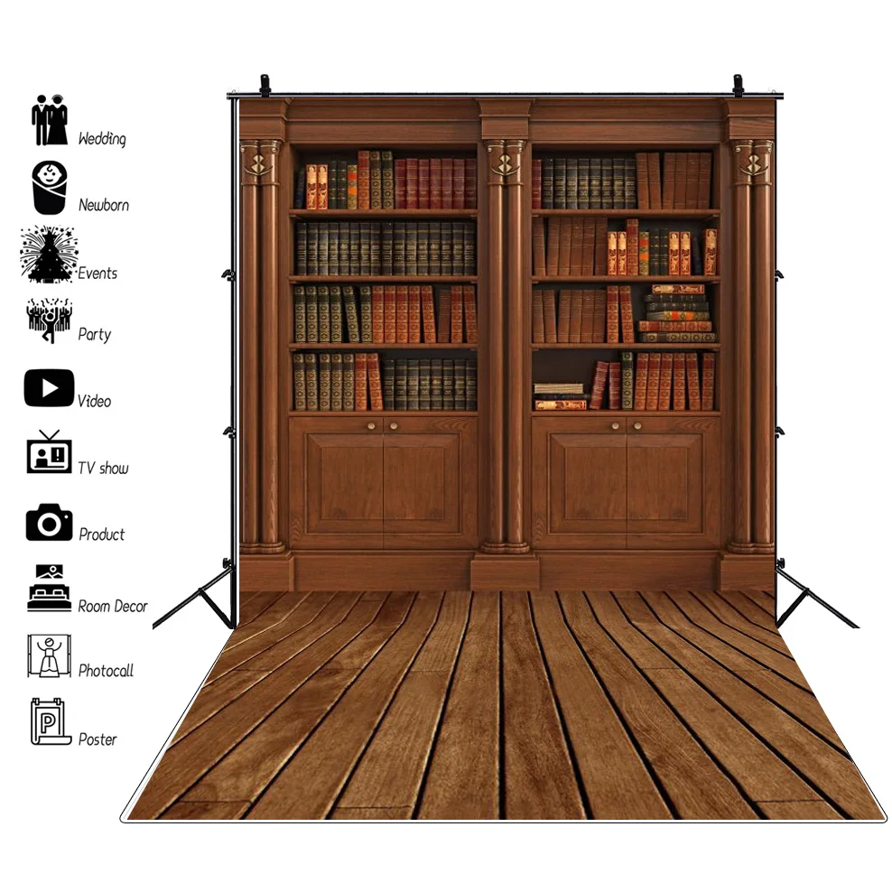 Old Wood Bookshelf Backdrop For Library Study Child Portrait Photo Photographic Decoration Background Photography Studio Props