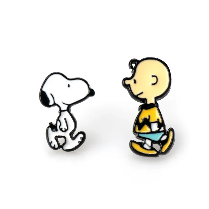 Cartoon Anime Snoopy Charlie Earring Creative Kawaii Interesting Girl Ear Studs Accessories Exquisite Small Decorate Couple Gift