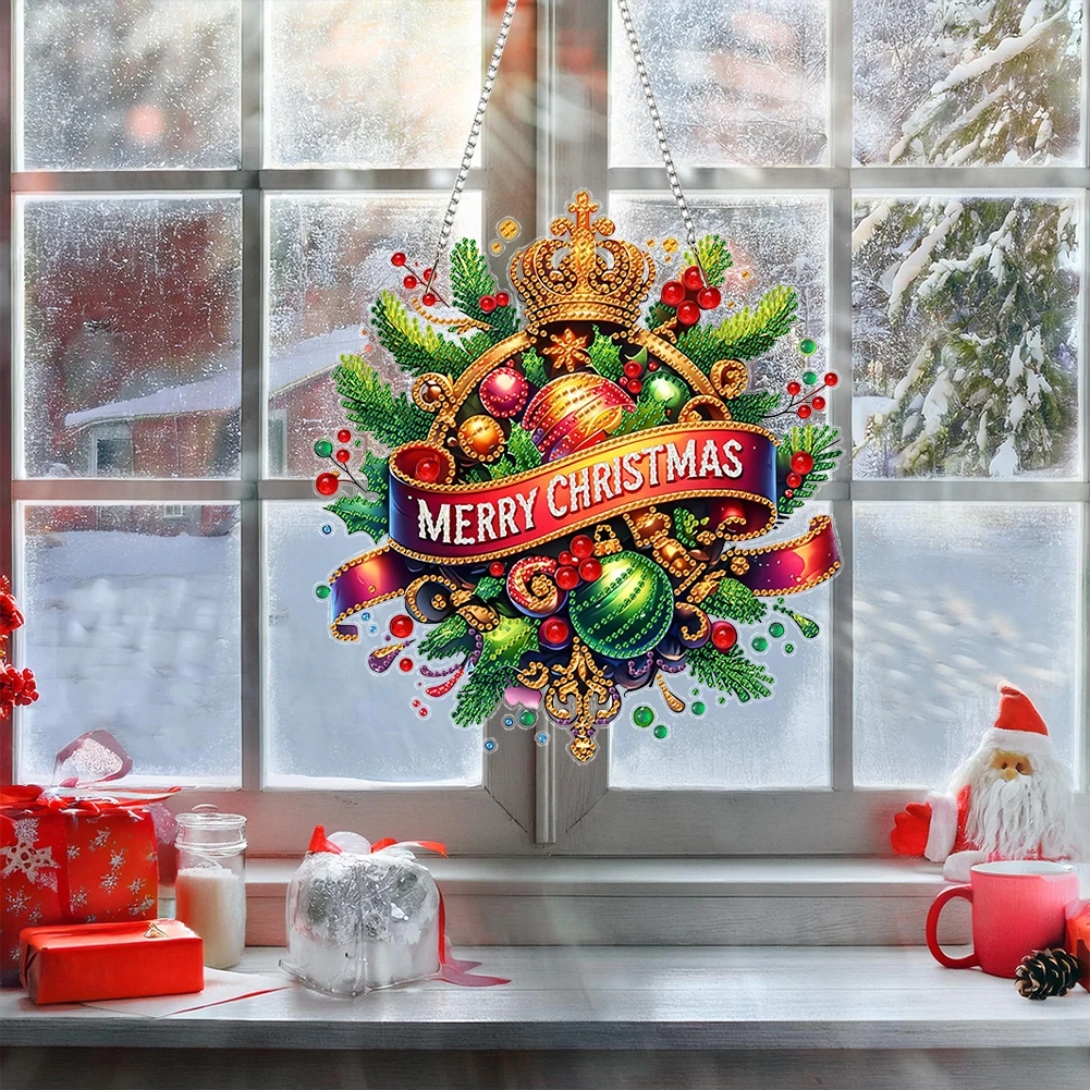 

Christmas Theme Colored Ball 2D Flat DIY Hanging Diamond Art Kits Decor Crafts