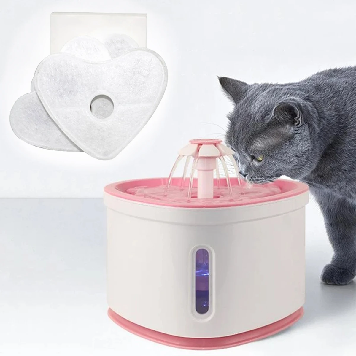 4 Pack Cat Water Fountain Filters Activated Carbon Filters for Automatic Cat Drinking Fountain Heart Shaped Pet Fountain Filter