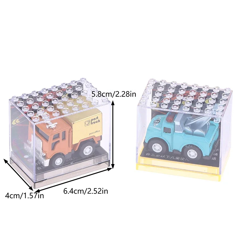 Mini modelo de coche de aleación, juguete de simulación, modelo de coche de ingeniería con caja de almacenamiento transparente, juguetes de coche extraíble, regalo para niños, 1 ud.