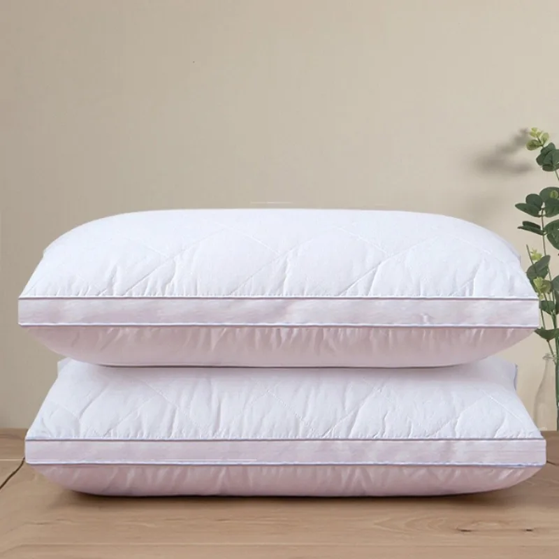 

2025 new bilateral skin-friendly quilting embroidery solid color pillow comfortable three-dimensional pillow 48x74cm one piece