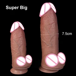 Big Diam Penis Super Realistic Dildos Soft Double Layer Silicone Huge Dick Anal Plug Suction Cup Adults Sex Toys For Women Man