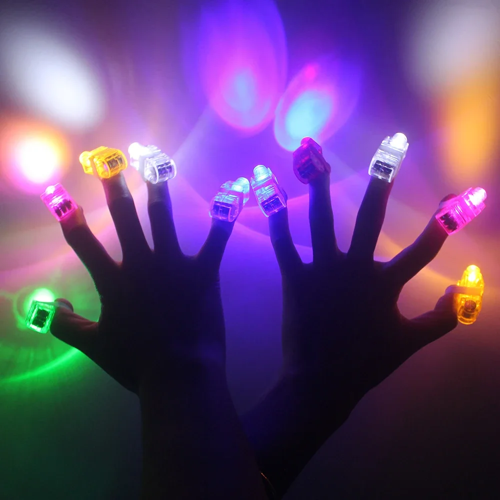 10 Pieces LED Finger Lights 6 Color Finger Flashlights for Kids Birthday Party Supplies Rave Laser Assorted Toys