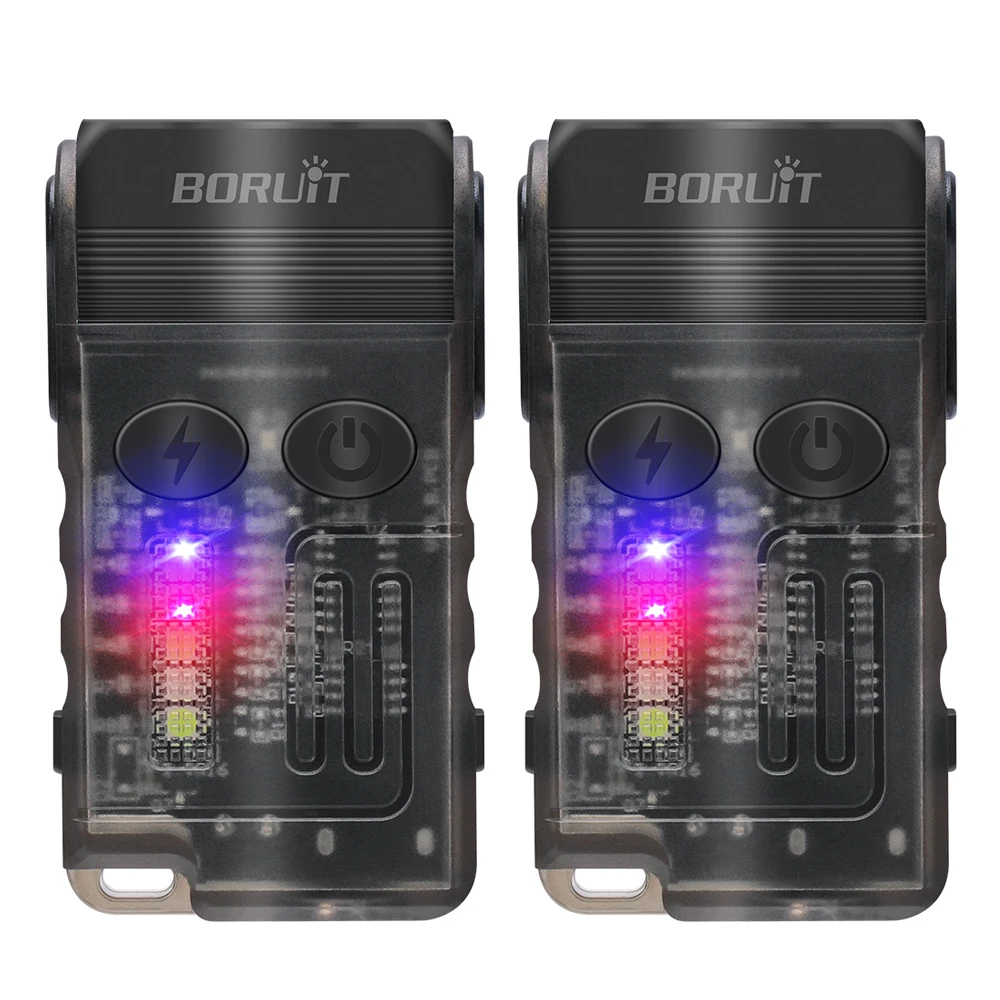 BORUiT V20 LED-Taschenlampe Schlüsselanhänger 180 ° Rotation UV Magnetische Beep Clip USB-C Wiederaufladbare Camping Angeln Taschenlampe Alarm Notfall 5