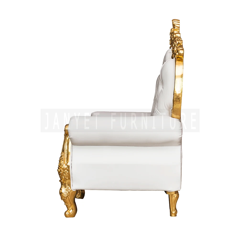 Luxury Royal Event Venue Stage Chair Gold Hand Carved Wedding Sofa Design