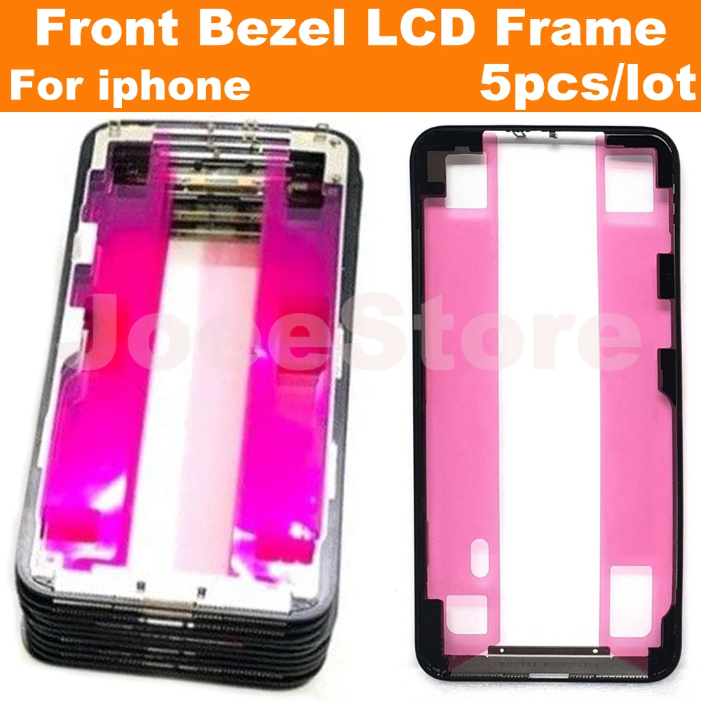 5pcs Front Bezel Frame LCD Screen Holder For iPhone 15 14 13 12 11 Pro Max Mini Display Middle Chassis Frames With Adhesive Tape