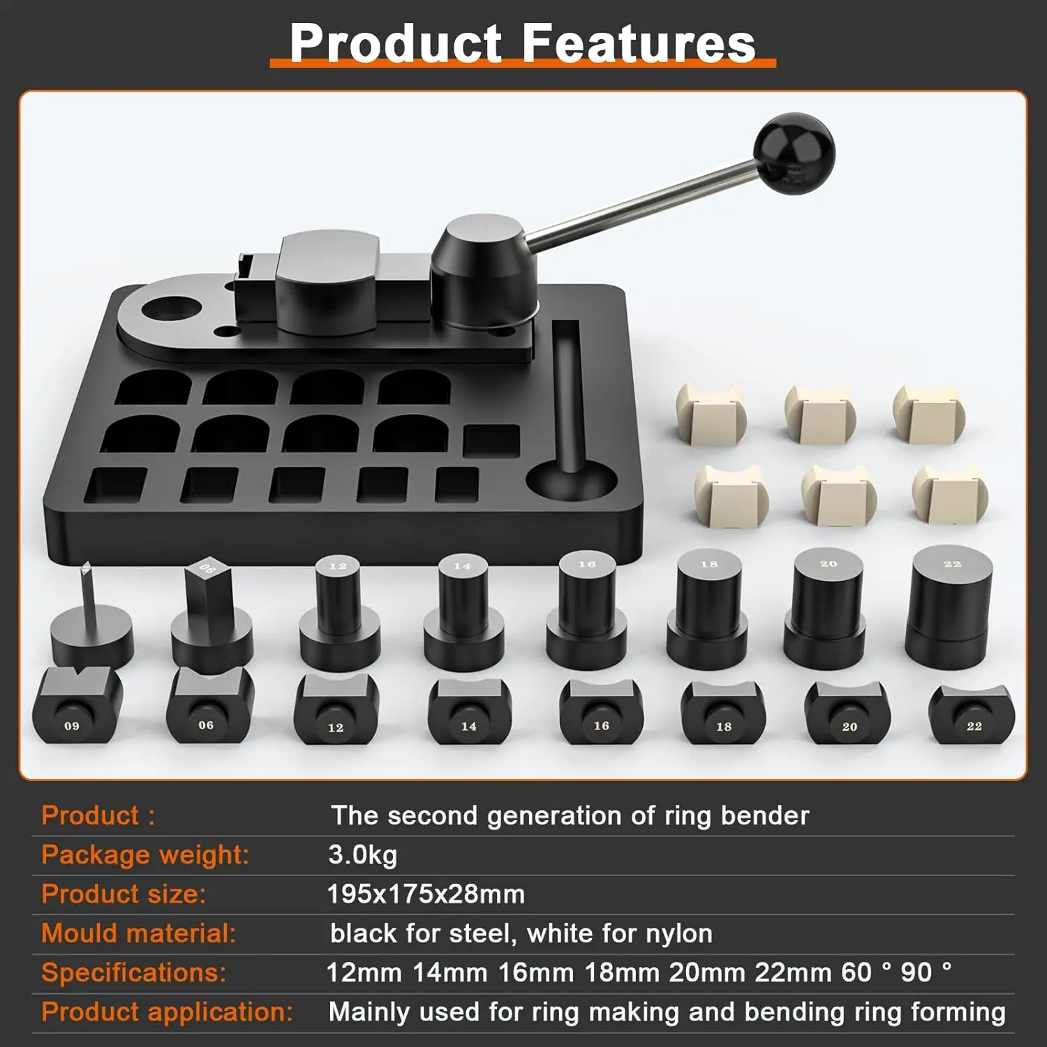 Multi‑Functional Jewelry Ring Bending Forming Tool Kit, Earring Making Jig with Ring Sizer Gauge, Hand Craft Shaping Tools