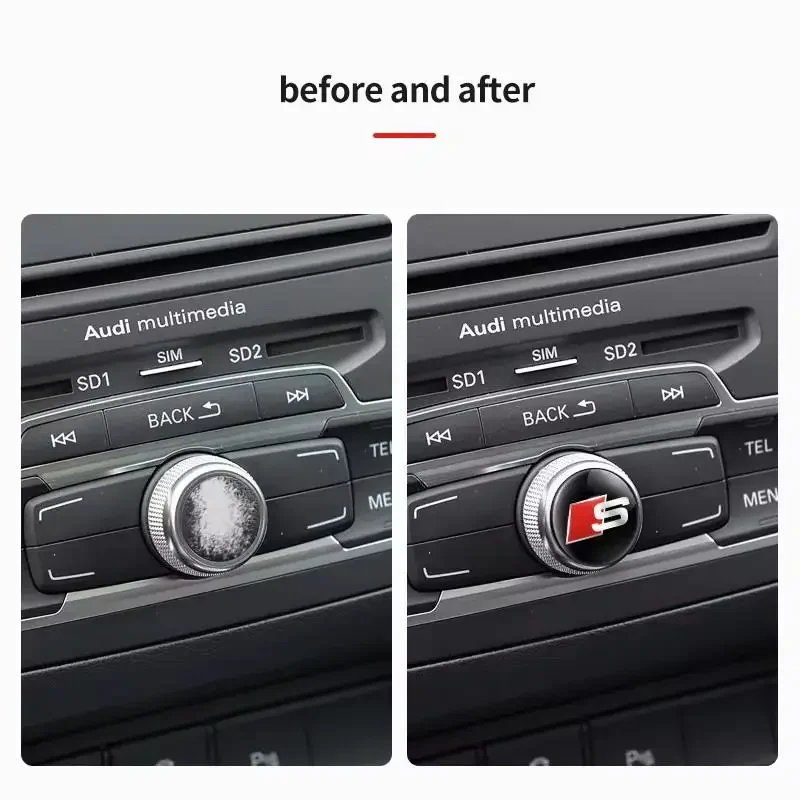1/2/5 قطعة الوسائط المتعددة مركز وحدة التحكم مقبض أزرار غطاء لوحة ملصق لأودي S شعار أودي A3 A4 B5 B6 A3 8P A5 A6 C6 C5 A1 A7 A8 #3