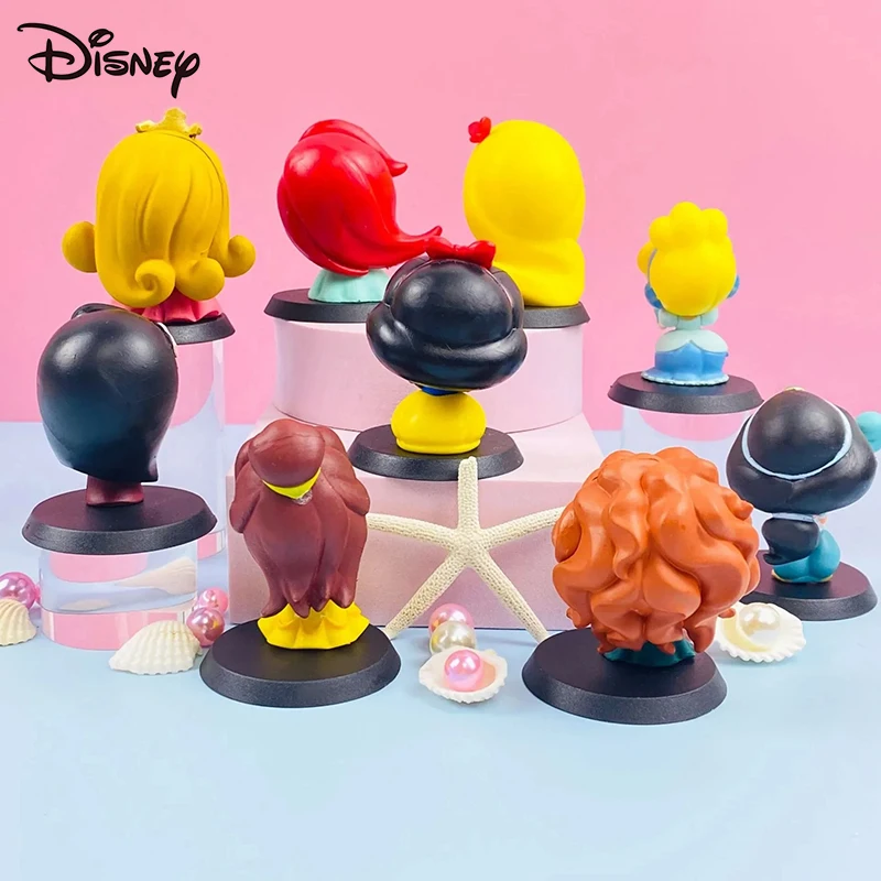 9Pcs/Set Disney High Quality Kawaii Q Snow White Princess Action Figure Ariel Belle Rapunzel Mermaid Toys Models Girls Gift