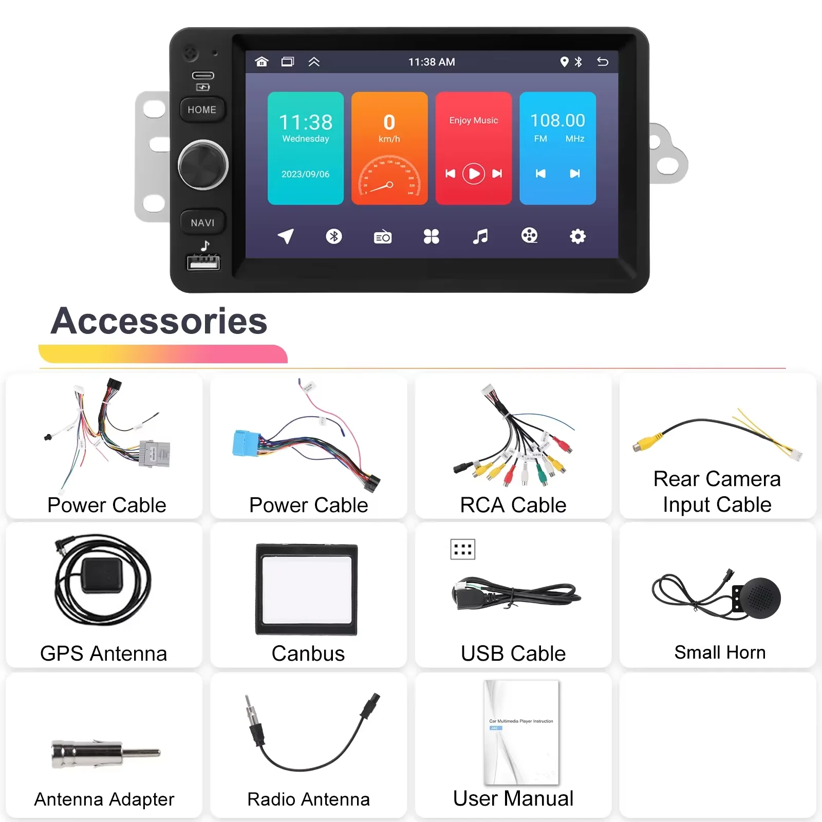 Podofo 7inch Car Stereo Radio For Chevrolet GMC Hummer Savanna 2003-2006 Carplay Android auto Navigation Bluetooth WIFI Player