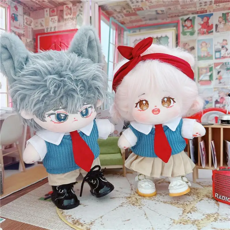 

20cm Kawaii School Uniform Idol Doll Cute Soft Stuffed Customization Figure Toys Couple Suit Clothes 1/8 BJD Doll Gifts for Girl