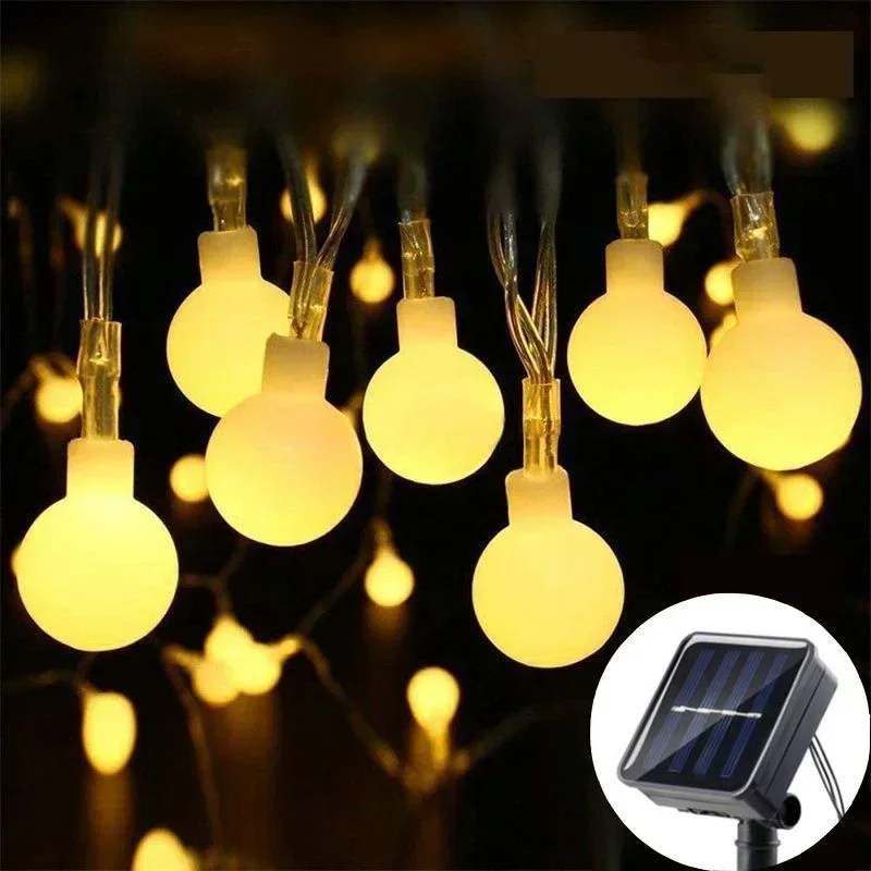 Outdoor Solar Round Ball String Lights Solar Globe Lights for Wedding Party Christmas Decoration Garden Decoration Fairy Lights