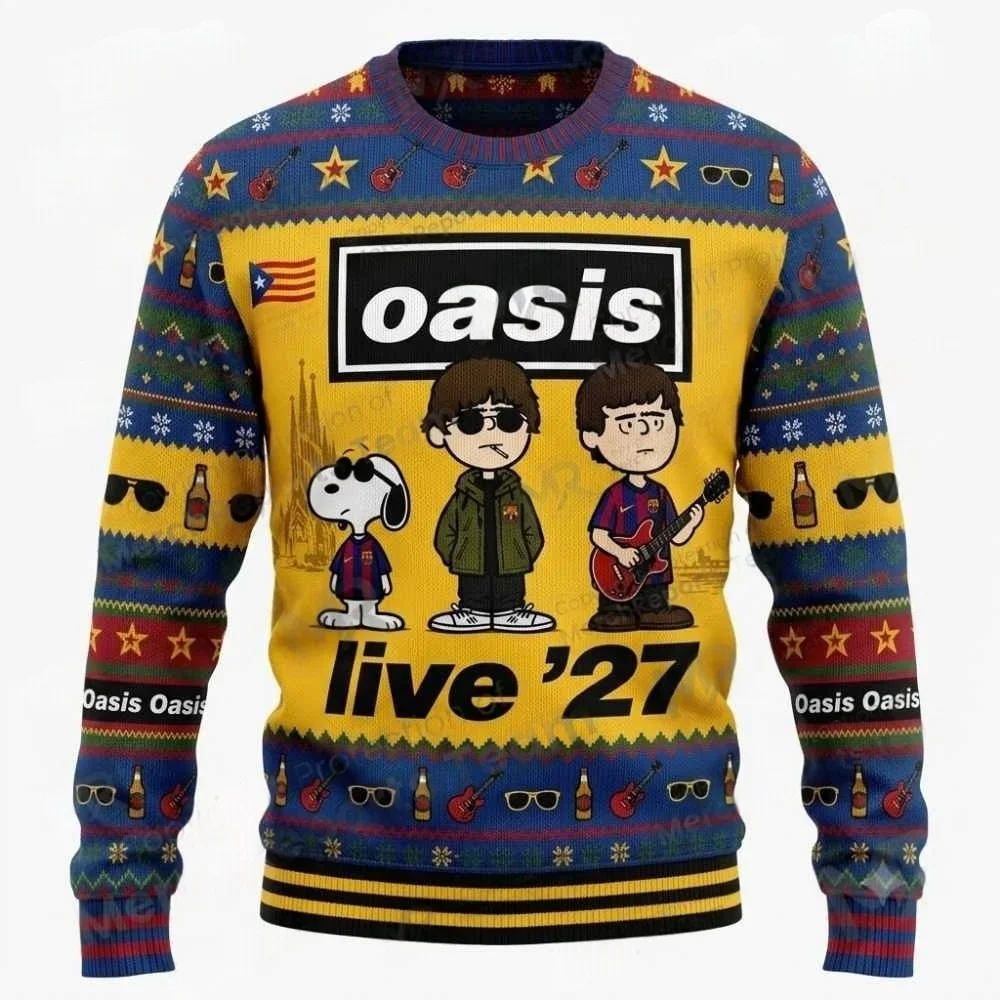 Oasis Football Pitch Britpop Band Design Hässlicher Weihnachtspullover Rock Fan Weihnachtsgeschenk Herbst/Winter Herren Damen Sport Warmer Hoodie – Detail 6