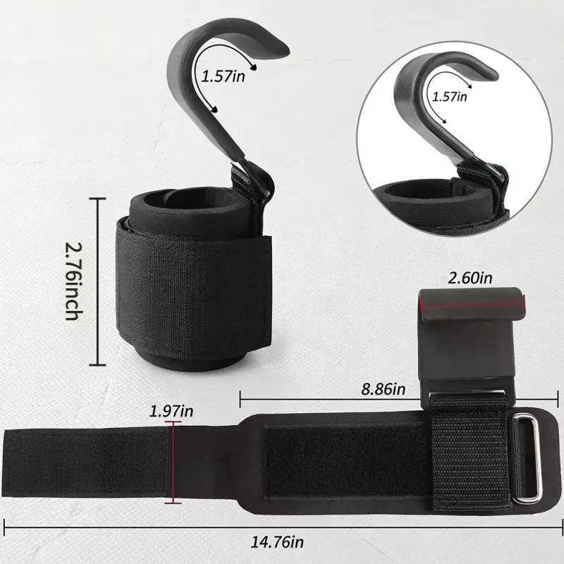 2Pcs Weight Lifting Hooks Non Slip Wrist Support Straps Heavy Duty Training Grip For Deadlift Pull Up Gym Fitness