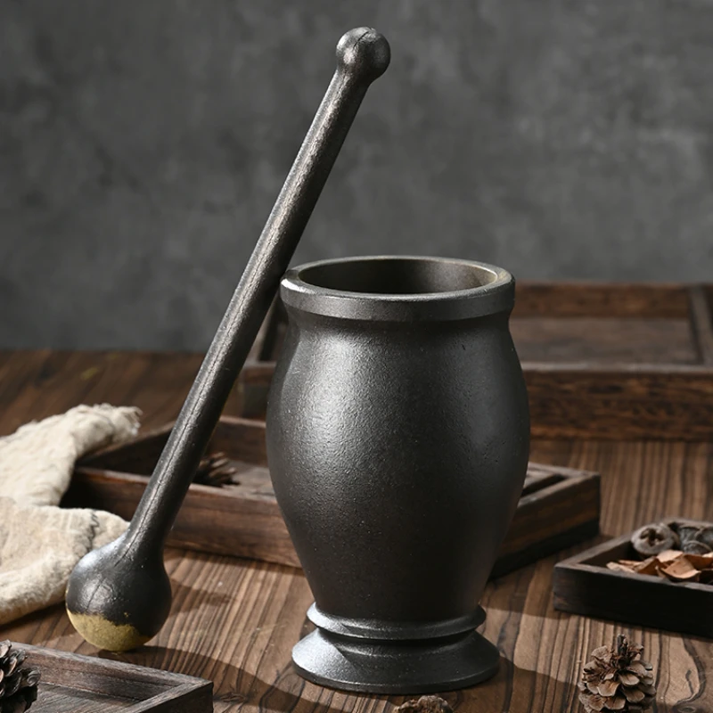 

Cast iron tamping jar, pit to pit punching cylinder, tamping mortar, medicine pestle cylinder