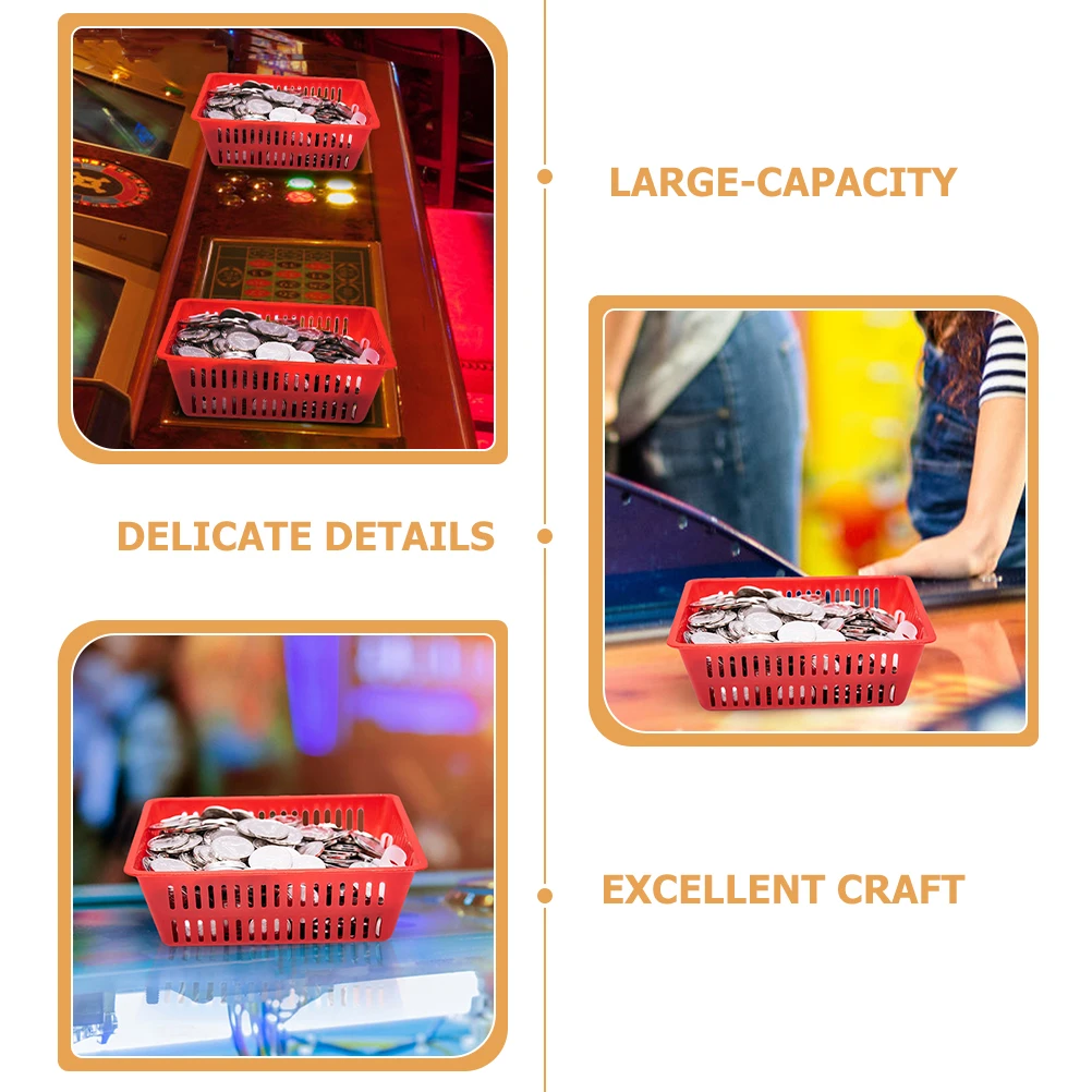 

10pcs Coin Basket Plastic Baskets Red Large Capacity Compact Reusable Home Hotel Shop Storage Container