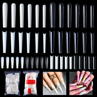 500pcs XXL Coffin Nail Tips Square C-curve False French Natural Transparent Fake Nails Acrylic UV Gel Polish Manicure Salon Tool