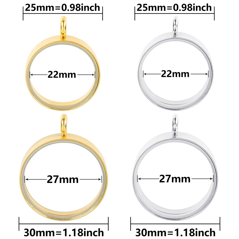 1Pc Stainless Steel Round Glass Memory Picture Medaillon Locket Pendant Women Necklaces Living Relicario Collier Homme Jewelry