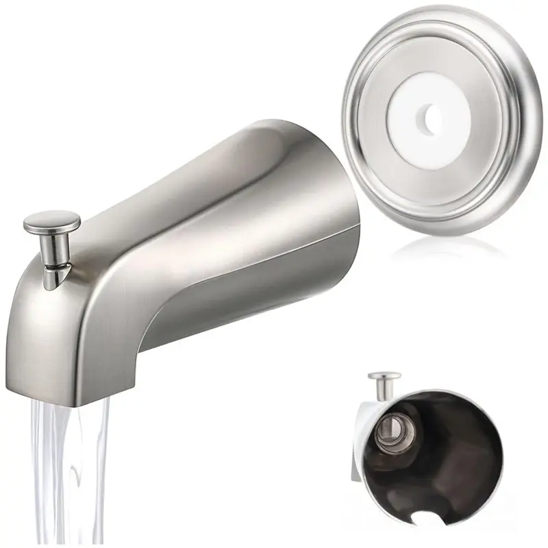 A74E-Shower Diverter Included Wall Front Mount Faucet, Bathroom Tub Spout With Metal Cover Ring 1/2