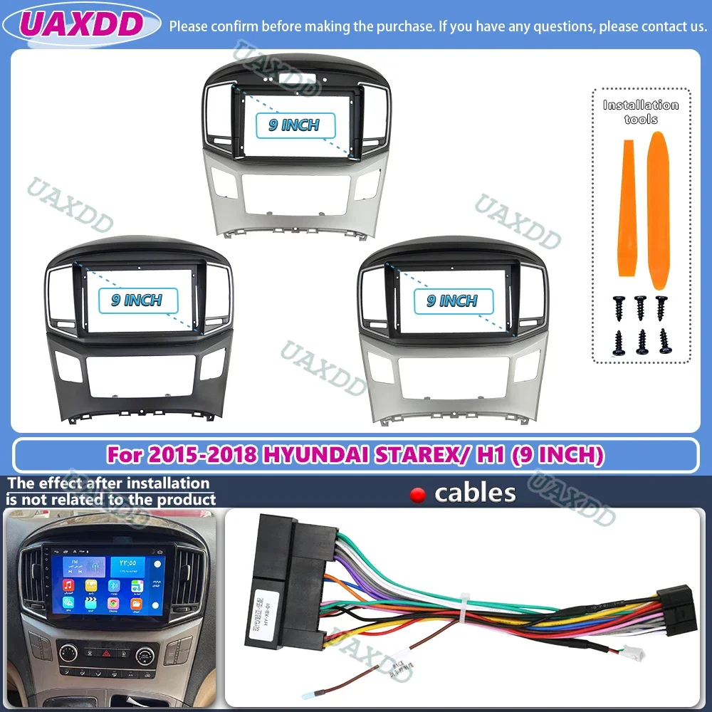 

9-дюймовый автомобильный стерео-радиоприемник для Hyundai STAREX H1 2015-2018, панель с рамкой Android, кабельный видеопровод, адаптер MP5, декодер canbus