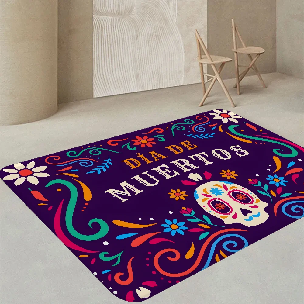 Mexico Day Of The Dead Sugar Skulls Bath Mat Kids Room Bedroom Decoration Balcony Anti-Slip Doormat Living Room Alfombra