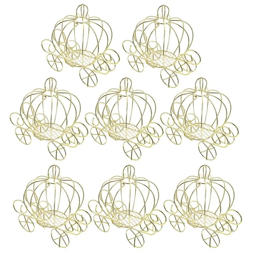 Centro de Mesa con Forma de Calabaza, Porta Dulces, Decoración de Metal Dorado/Blanco para Bodas, Caja Decorativa para Mesa