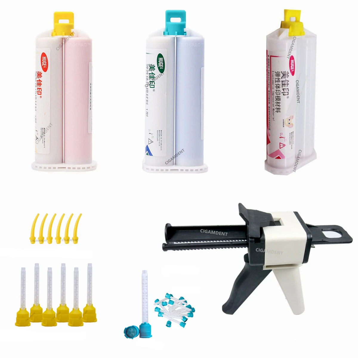 Dental Impression Material Silicone Dentistry Lab Disposable Dental Impression Mixing Dispensing Gun Mixing Tips Tubes