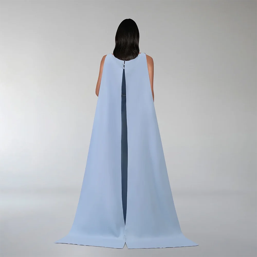 女性のためのカスタマイズされたエレガントなラウンドネックイブニングドレス,地面までの長さのクリスタルジャージー,ウェディングドレス