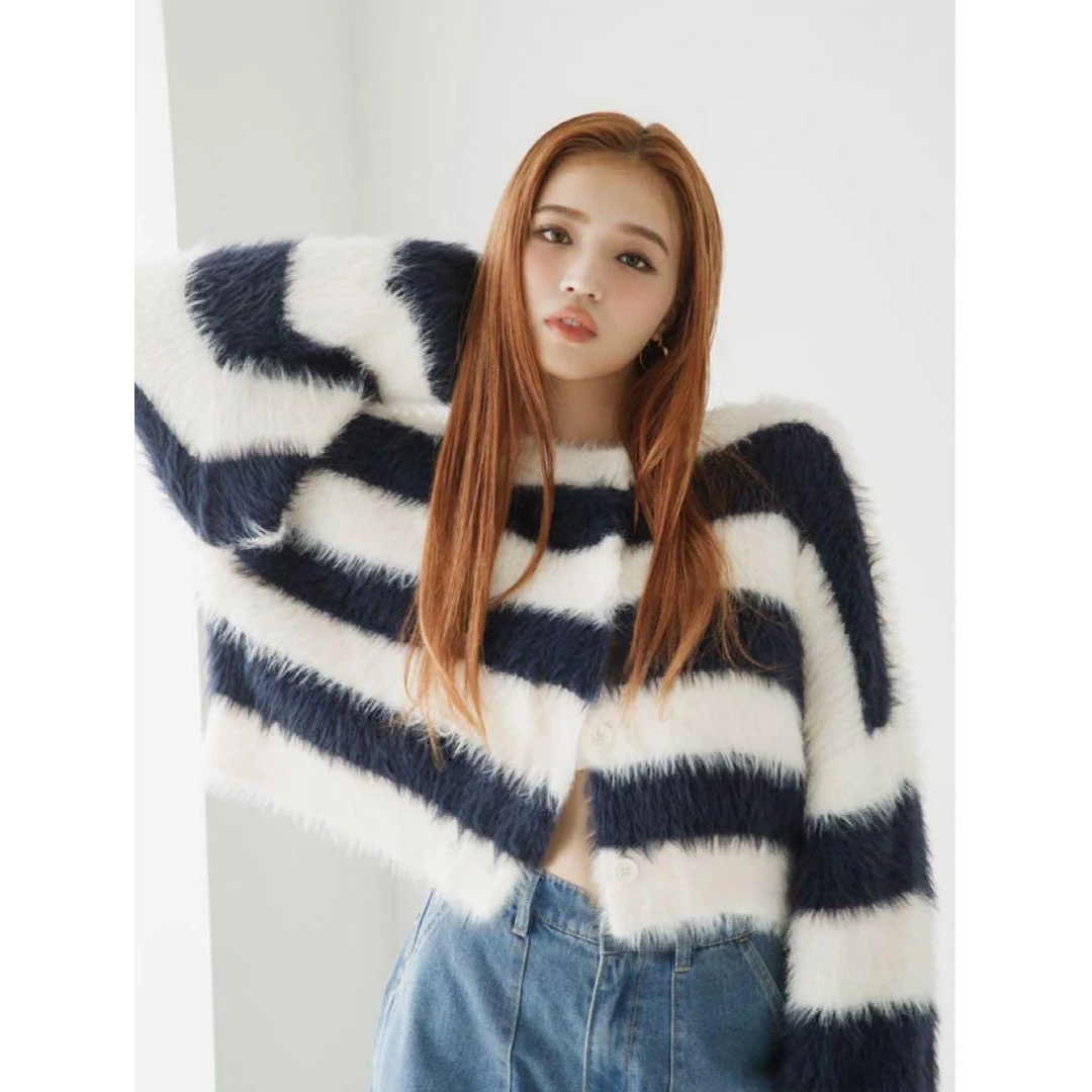 

Свободный свитер из искусственной норки Thiened с длинными волосами, кардиган, гладкий драпированный полиэстер, нейлон, зимний женский трикотаж