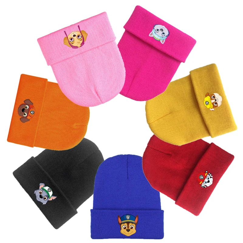 Paw Patrol Wool Acrylic Knitted Caps Chase Beanies Caps Skye Cartoon Winter Woolen Hat Boys Girls Bonnet Christmas Birthday Gift