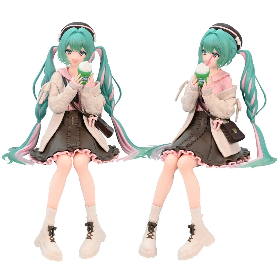 15cm Hatsune Miku Anime Figure Autumn Date Miku Action Figure Kawaii Girl Noodle Stopper Figurine Computer Case Ornaments Model