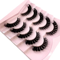 HBZGTLAD 3D Natural Cat Eye Fluffy Soft Cross 5 Pairs of Comic Eyelashes Wispy Natural Eyelash Extension Eyelashes 3