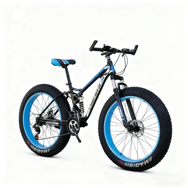 

Blue Adult Mountain Bike Off-Road Beach4.0 with Large Tire Dual Shock Absorption Variable Speed for Men And Women