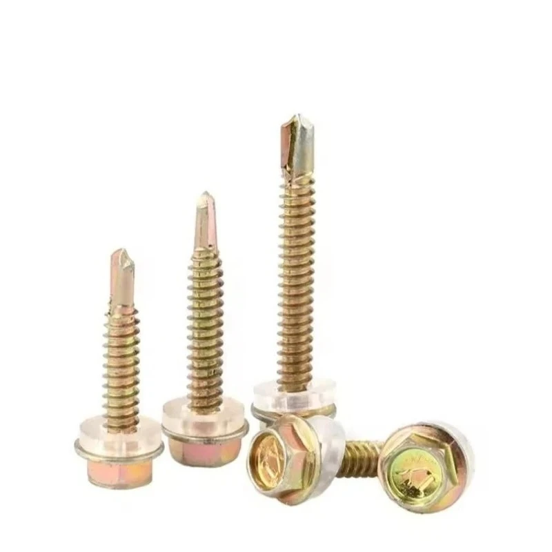 

Zinc-Coated Carbon Steel Colored Dovetail Bolts - M5.2 Hex Head Self-Drilling Screws for Metal Sheets