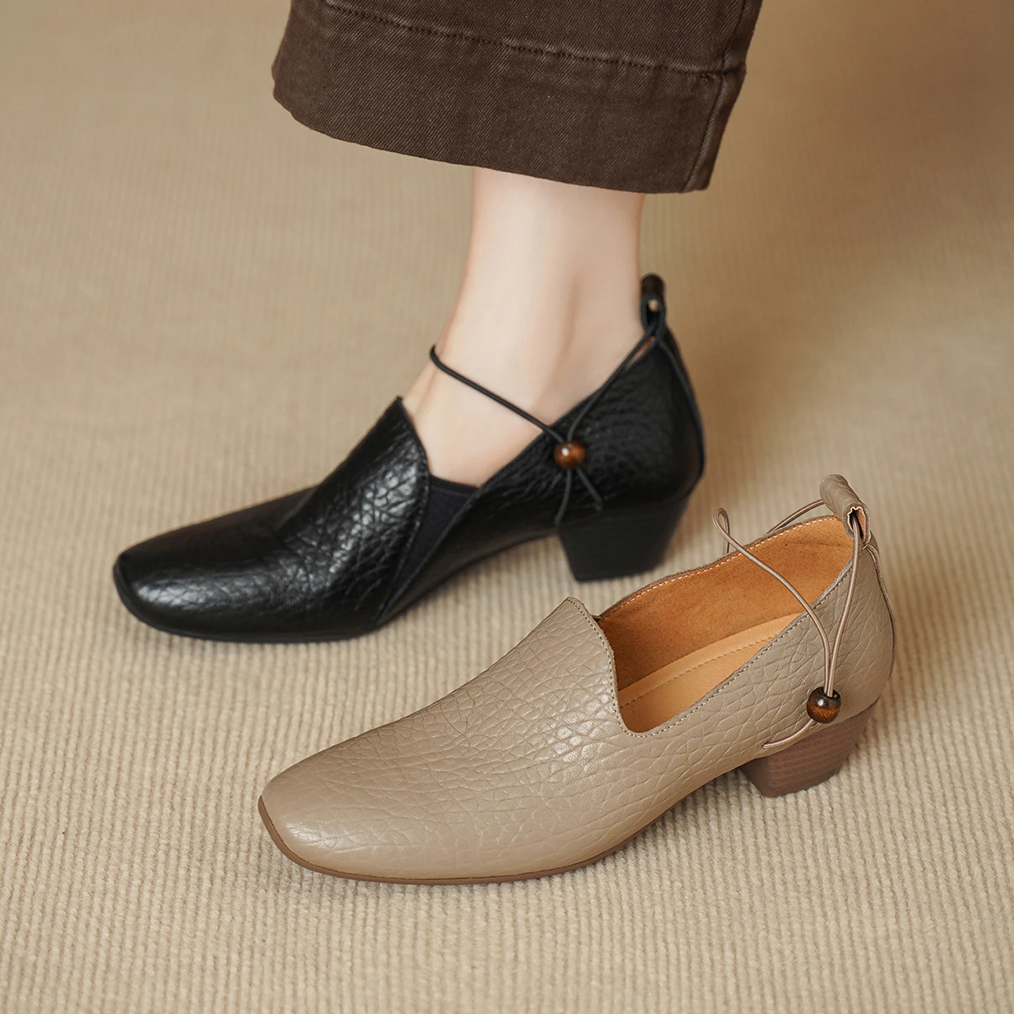 2026 new spring autumn women pumps natural leather 22-25cm sheepskin+pigskin+cowhide round toe high heel women shoes fashion