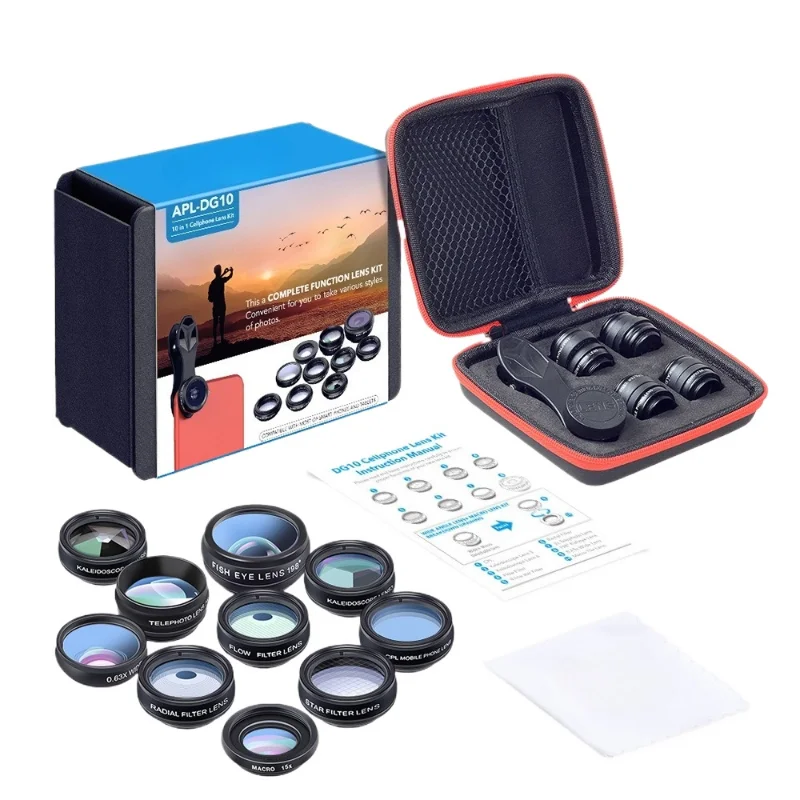 

Multifunctional Filter Fisheye Wide-angle Macro Polarization Ten-in-One Set Universal Mobile Phone Lens