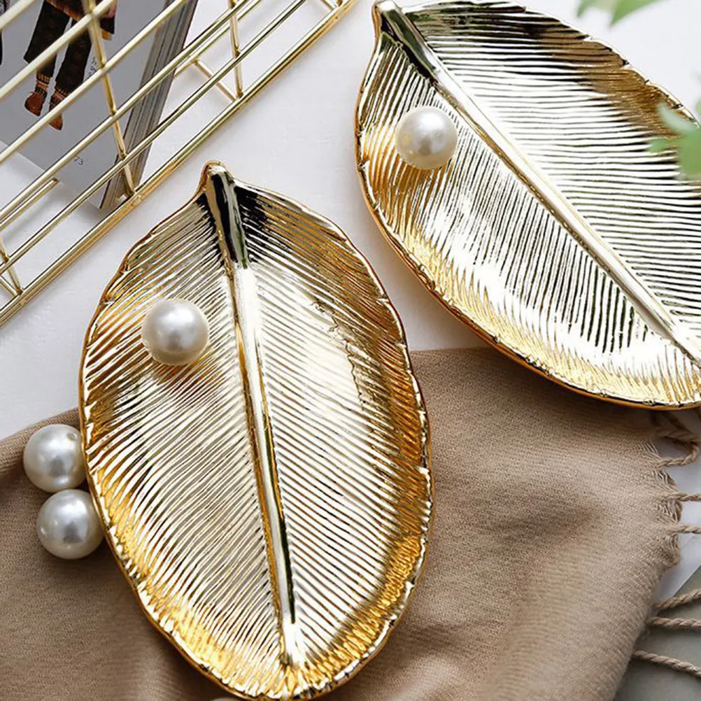 

Элегантный керамический поднос для украшений с золотым декором, гладкая тарелка-органайзер для хранения, подставка для ювелирных изделий, декор для рабочего стола, изысканный поднос для хранения