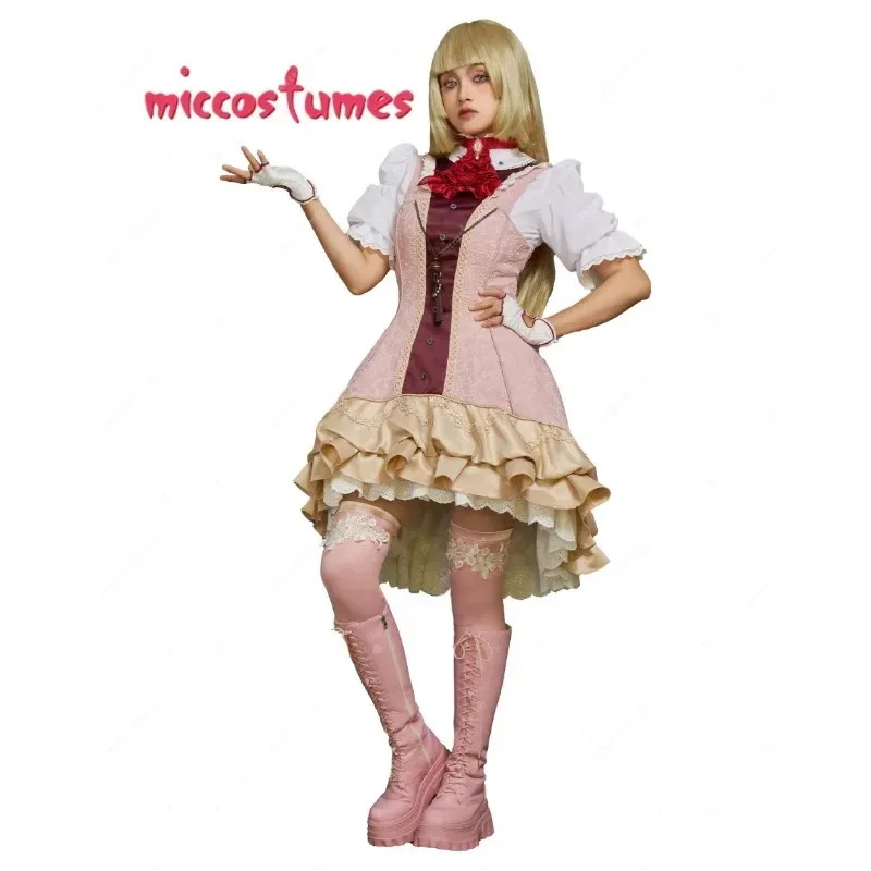 

MICCOSTUMES Women's Lili Costume Student Cosplay Court Style Shirt and Dress with Gloves Thigh-high Stockings