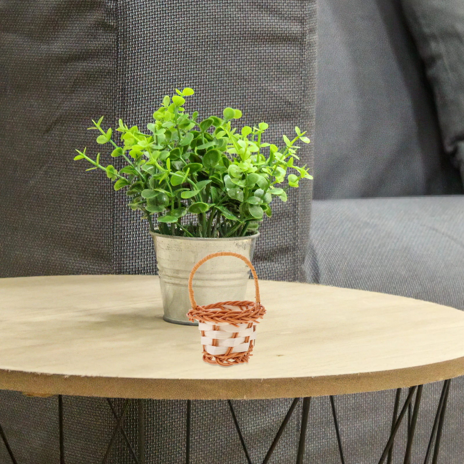 

6pcs Mini Woven Basket With Handles Small Baskets For Flower Petals Jewelry Storage Desktop Decor Household Organizer